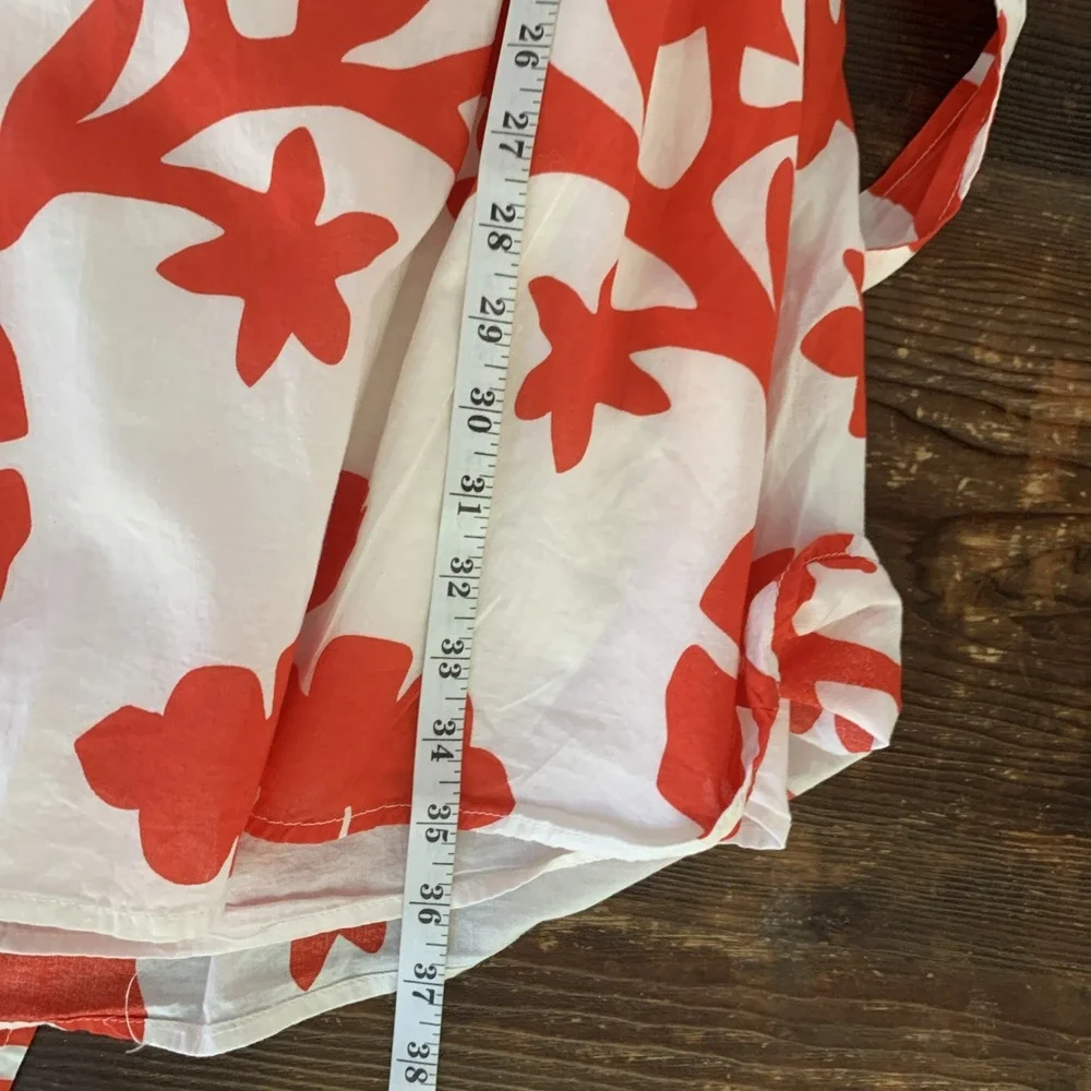H&M Floral Print Dress Red White Puff Sleeve Mini Dress Summer Size S - Picture 11 of 11